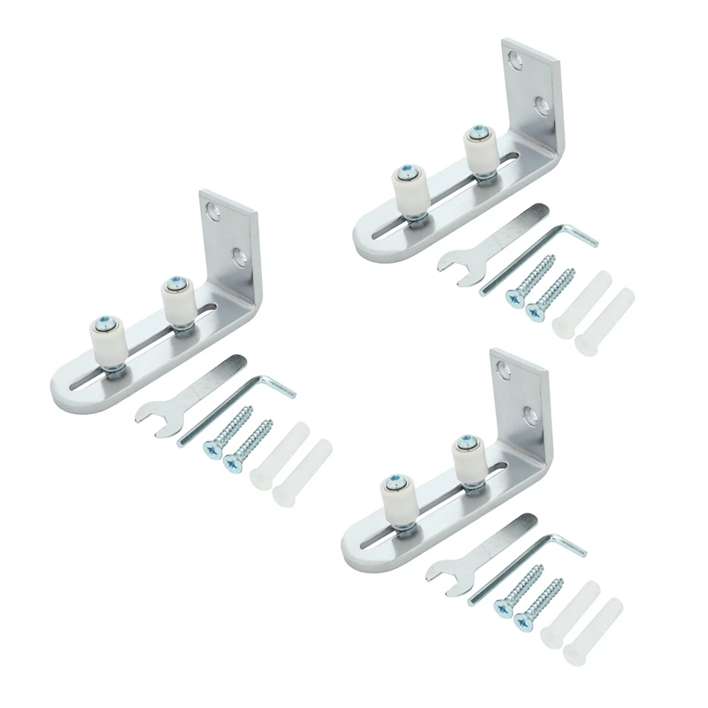 

3X Floor Guide For Bottom Of Sliding Barn Doors Adjustable Wall Mount Stay Roller Guide Ball Bearings