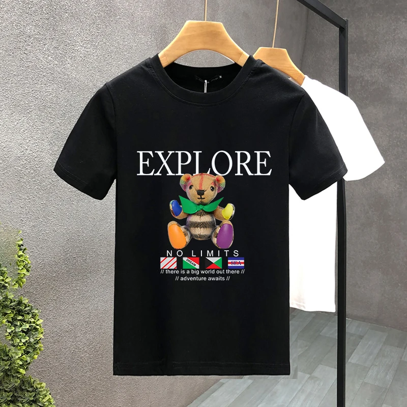 

2023 New Cool For Men's And Boys High-Quality Luxury Bear Printed Oversize Sleeve T-shirt 100% Cotton 2KY Summer Top S-7XL