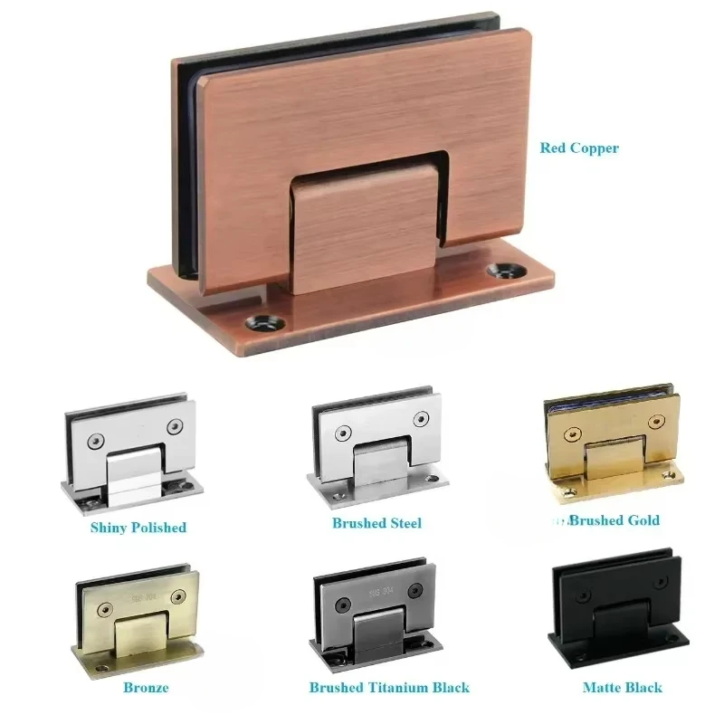 2Pcs 304 Stainless Steel Shower Enclosure Cubicle Glass Door Hinge 90 135 180 Degrees Gold Matte Black Mirror Brush Red Bronze