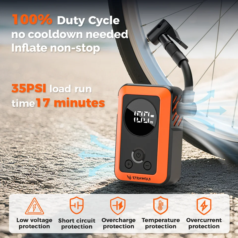 LOVPIS Compressore Aria Auto,150PSI Elettrico Pompa Elettrica per Bicicletta, 4000mAh Mini Compressore Pneumatici per Auto Ricaricabili per Auto, Moto, Biciclette e Palloni