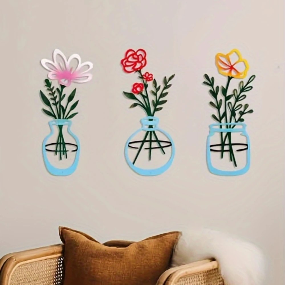 

Flower Wall Decoration Metal Flower Wall Art Sculpture Living Room Bedroom Hanging Art Wall Sticker Garden Decoration Gift