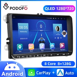 Podofo – autoradio Android, 2 Din, DSP, navigation GPS, récepteur RDS, lecteur multimédia, stéréo, pour voiture Passat Golf MK5/MK6/T5, EOS, POLO Tour