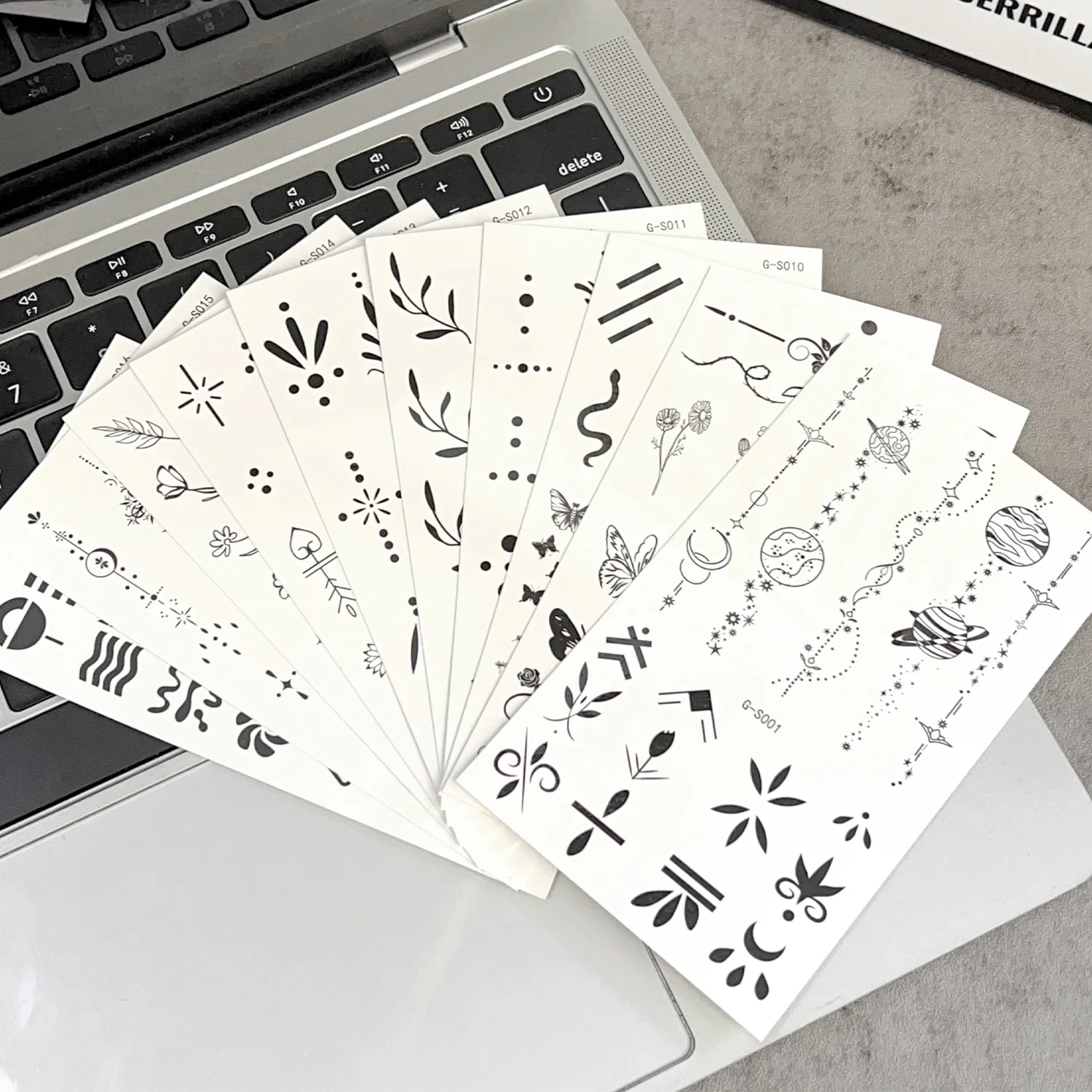 Waterproof Black Temporary Tattoo Stickers Set of 10