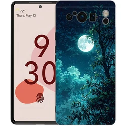 Elegant Black TPU Phone Case with Moon & Branch Design - Luxury Soft Back Cover - Pixel 9A (A1)