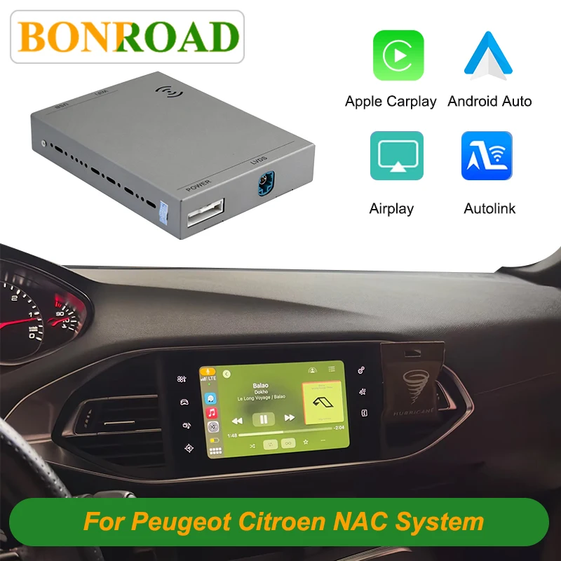 Bonroad Wireless Carplay Android Auto Module For Peugeot C4 DS3 DS4 DS5 SMEG NAC Interface Mirror Link Airplay