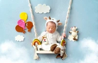 Newborn Photography Props Baby Swing Chair Wooden Furniture Infants Photo Shooting Prop Accessories Baby Photo Props Swings 5