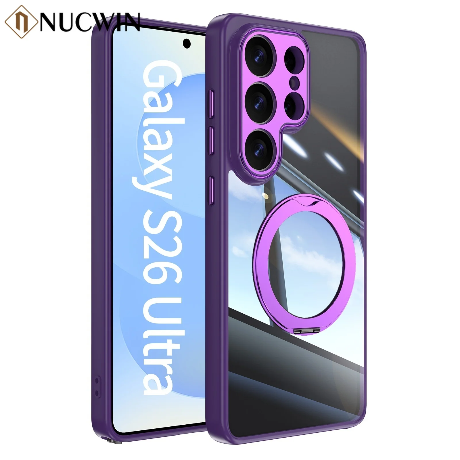 360° Rotating Magnetic Bracket Shockproof Phone Case with Clear Mount