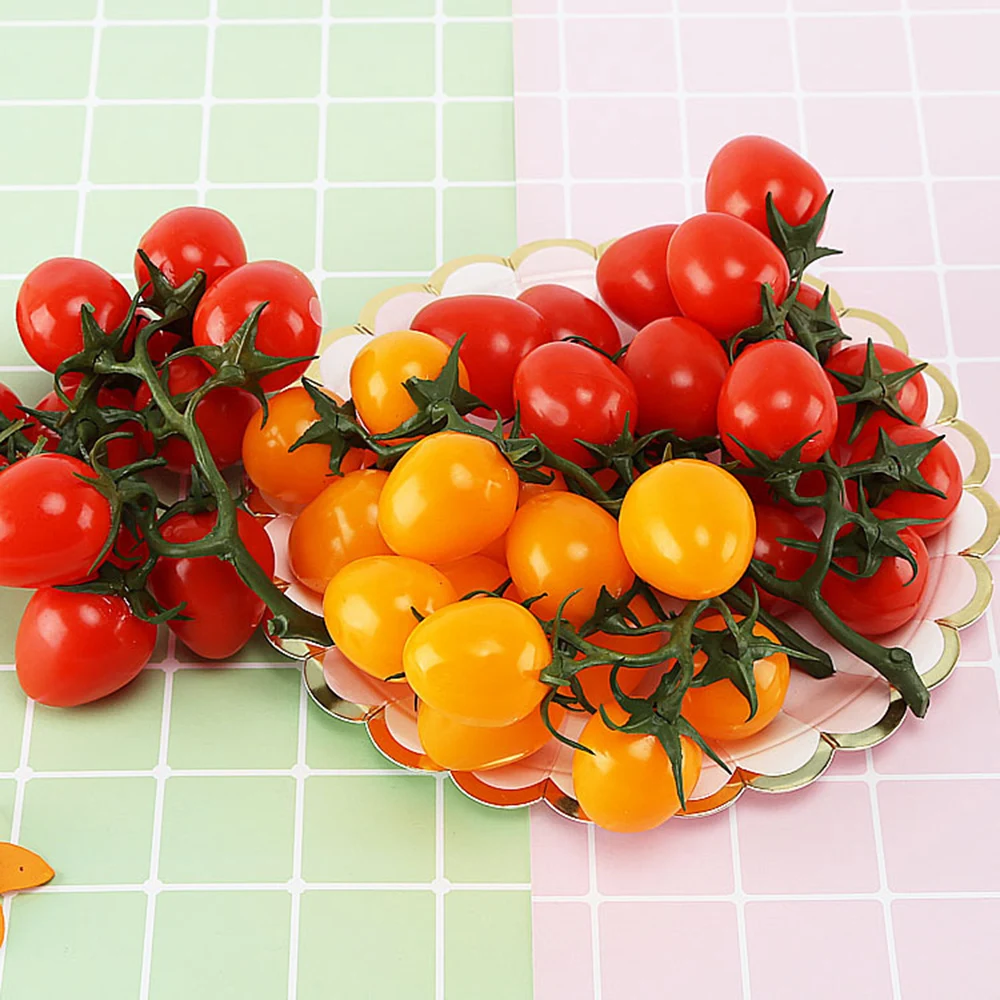 

High quality Artificial Tomato Red & Yellow DIsplay Props Fake 19cm Cabinet Showcase Decor House Kitchen Decoration
