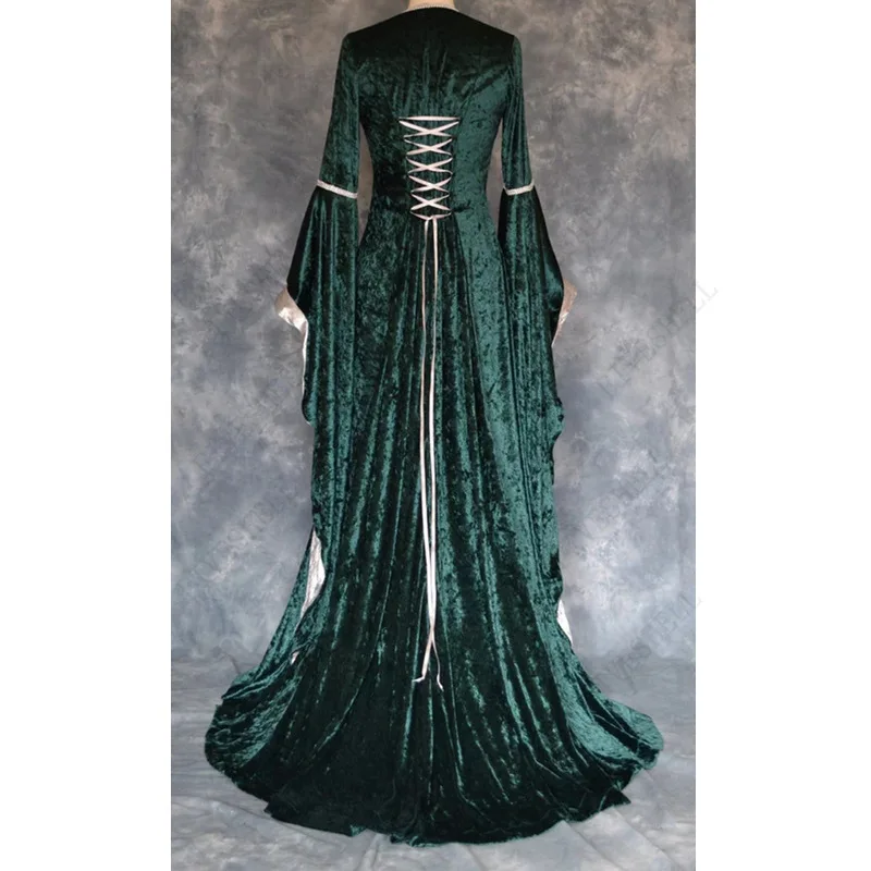 5XL Womens Deluxe Velvet Renaissance Irish Dress Medieval Victorian Costume Dress Victoria Cosplay Retro Gown Fancy Long Dress