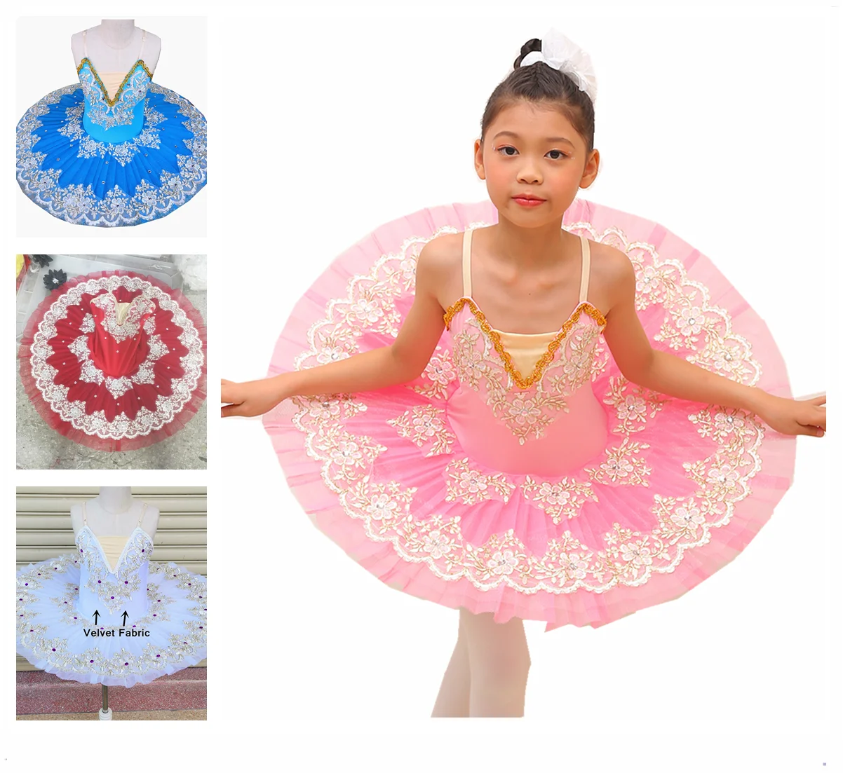 

Professional Ballet Tutu Skirts Swan Lake Pink Dance Costumes Gold Lace Embroidery Girls Classical Leotard Ballet Dress