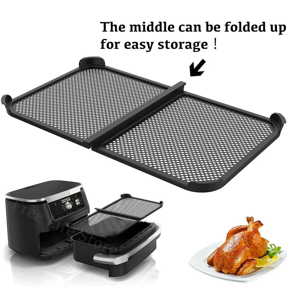 Air Fryer Accessories Splatter Shield Foldable Anti Splash Guard for Ninja AF500 Reusable Silicone Hot Air Fryer Protector Heat Coil Protection Baking Tools
