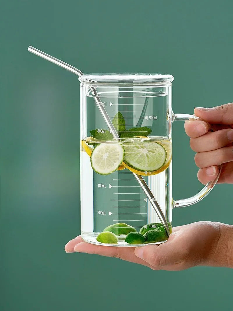 High Borosilie Glass Cup with Sc Large Capaci 000ml Heat Resistant Tea Brewing Cup for Home Use Water Cup Heat Insul...