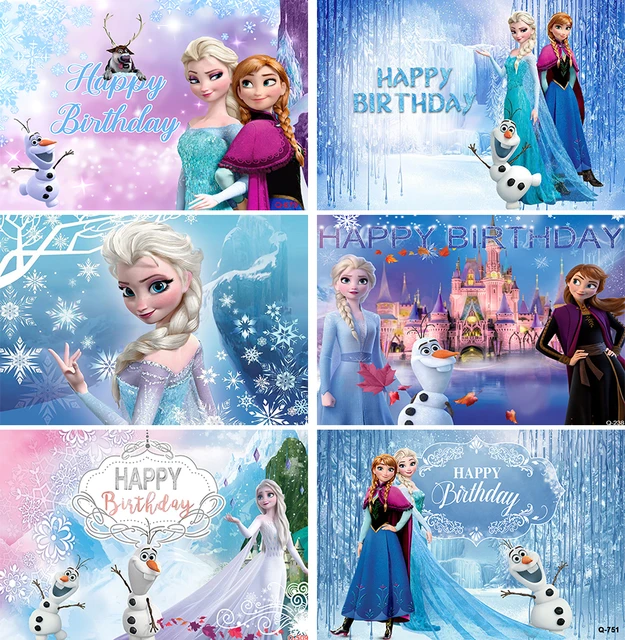 Fondos de Frozen de Disney para niños y niñas, decoración de cumpleaños de  princesa Anna y Elsa, tela de vinilo, suministros para Baby Shower, regalos  - AliExpress