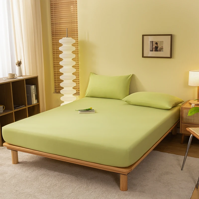 Solid Color Elastic Band Fitted Bedsheet Cover