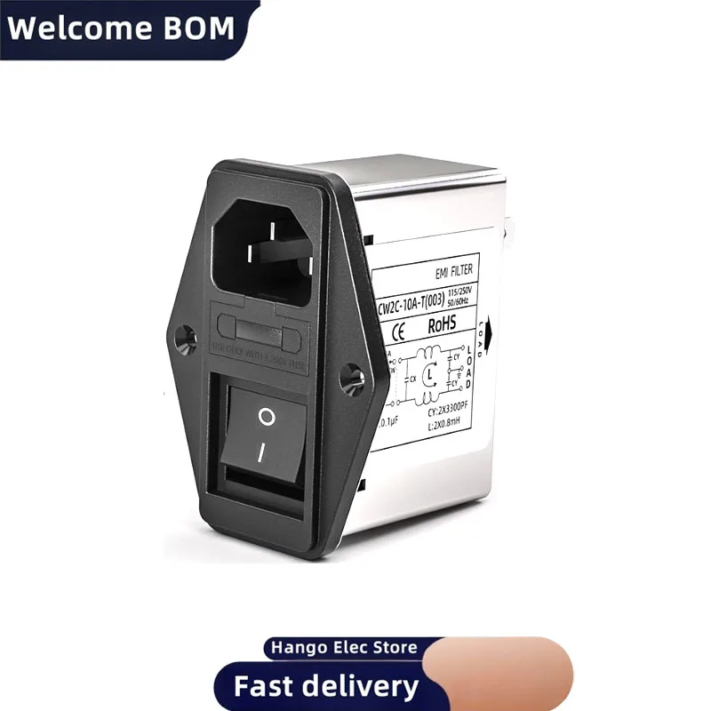 Enhanced IEC Power Filter with Light Switch and Safety - 220V EMI Interference Control