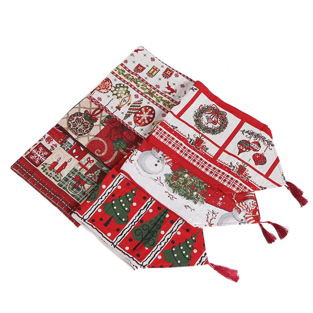 33X180Cm Christmas Table Runner Red Snowflake Table Cover Embroidery Tablecloth Flag Christmas Decoration For Home Party 2022