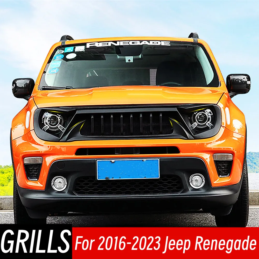 Per 2016-2023 Jeep Renegade Racing Grills Griglia In Carbonio Nero Presa D'Aria Styling Auto Aggiornamento Esterno Tuning Accessori Parti