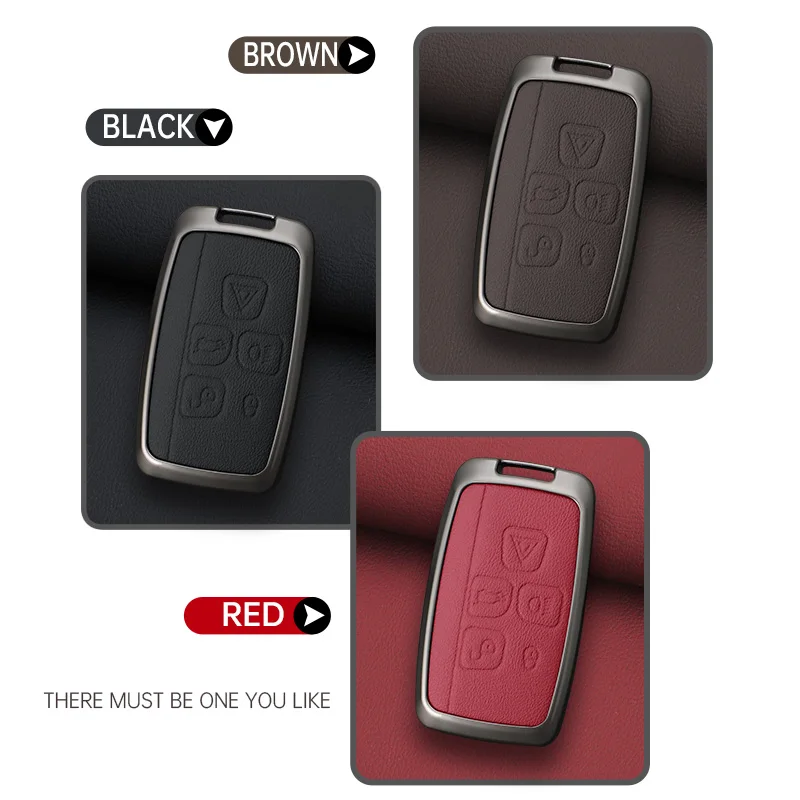 랜드 로버 레인지 로버 디스커버리 5 LR2 LR4 스포츠 재규어 XE XF XJ F PACE 용 자동차 아연 합금 가죽 키 케이스 홀더 커버