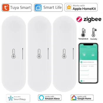 Tuya Zigbee Temperature Humidity Sensor Indoor Thermometer via Homekit Smart Life Control Work with Alexa Google Home Assistant 1
