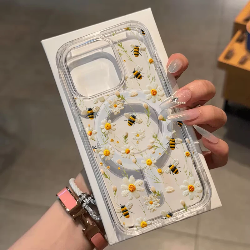 Summer Fruit Lemon Wireless Charger Phone Case with Floral Design