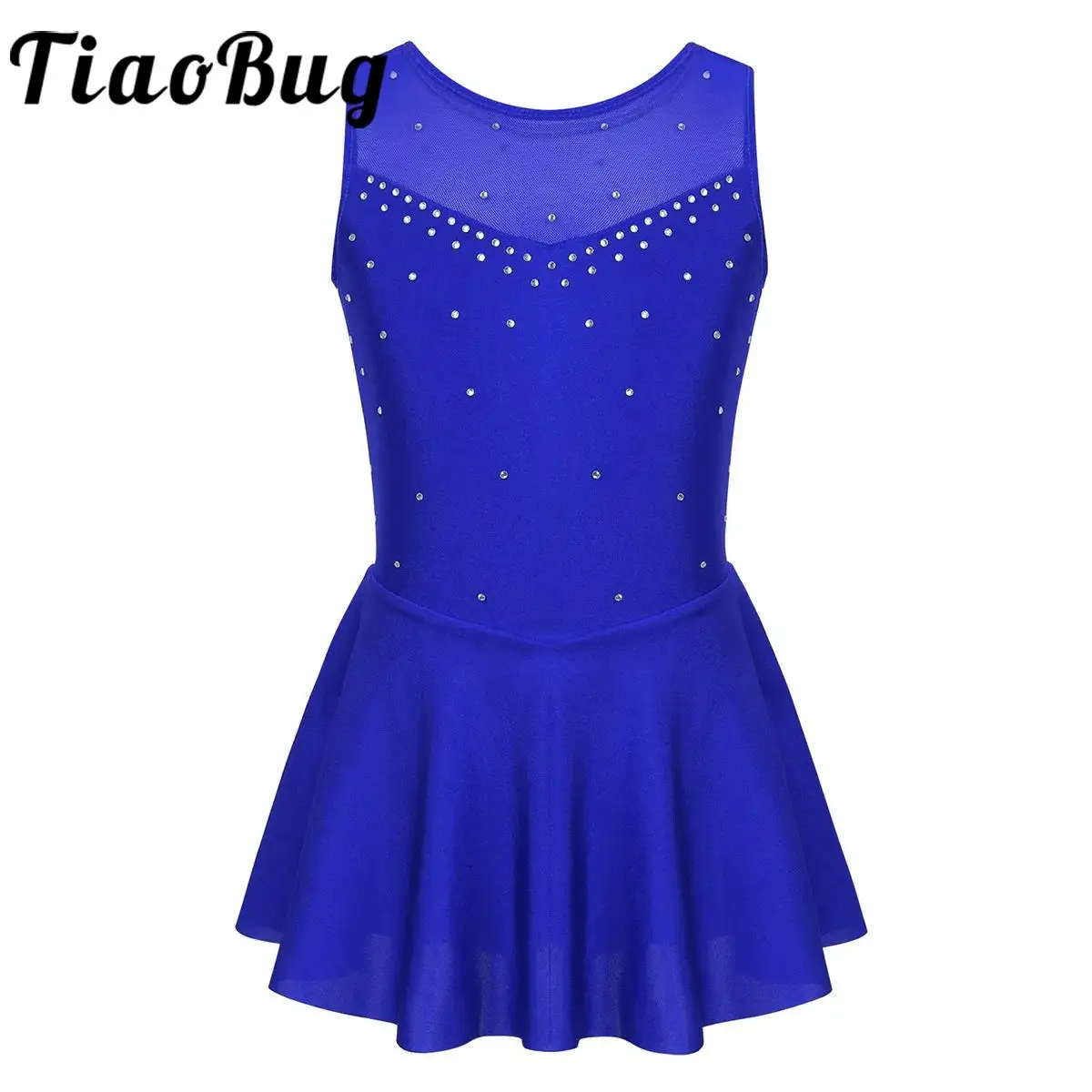 Kids Girls Ballet Dance Dress Sleeveless Mesh Leotards Figure Skating Costume