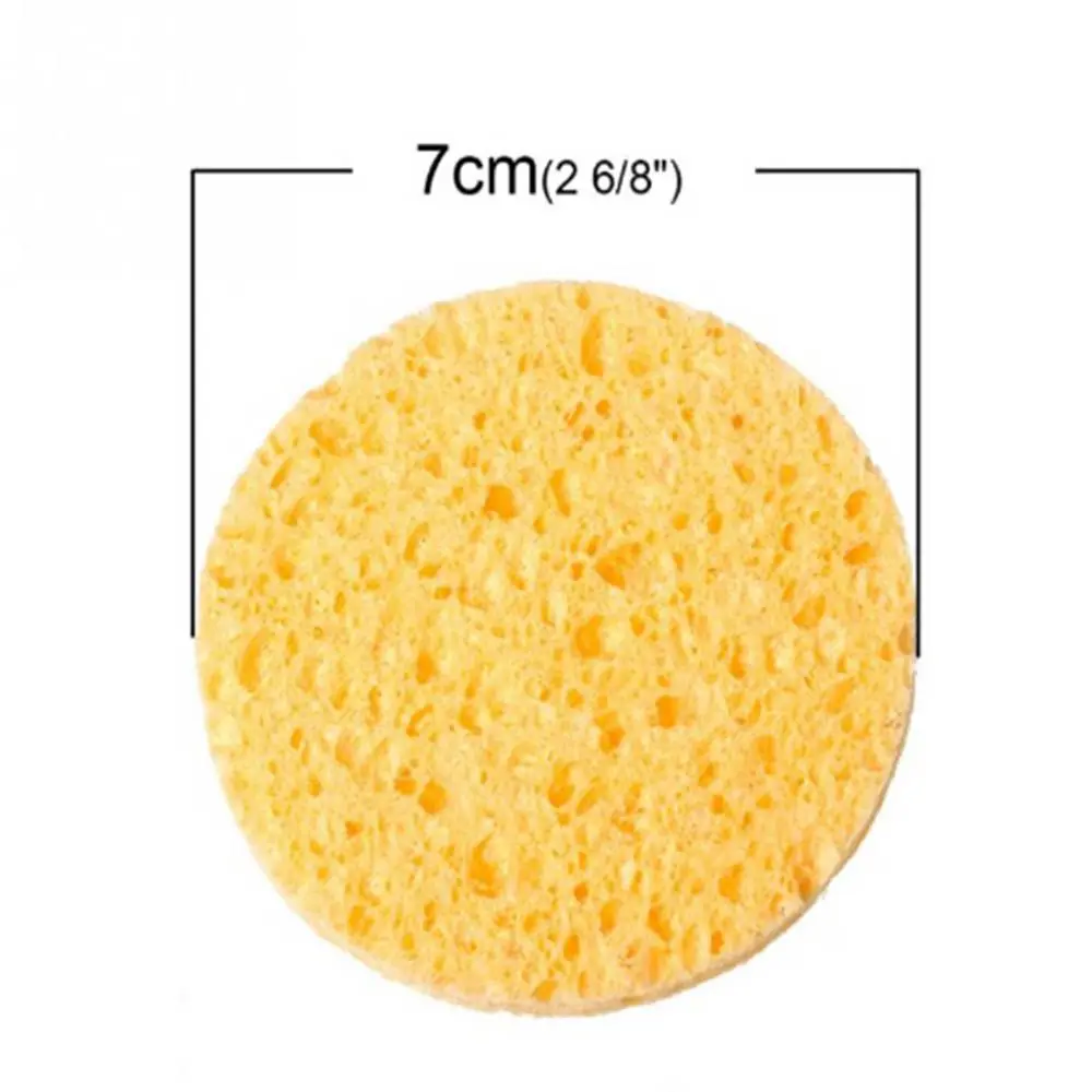 5PCs Yellow Round Beauty Tools Makeup Pads Cosmetic Puff Face Wash Cleansing Sponge 6