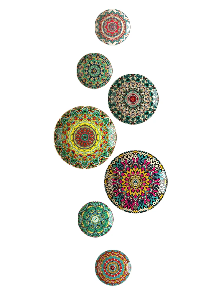 Moroccan Exotic Ceramic Decorative Hanging Plate, Living Room,Dining Room,Sofa Background Decoration, Restaurant Wall Decoration 3