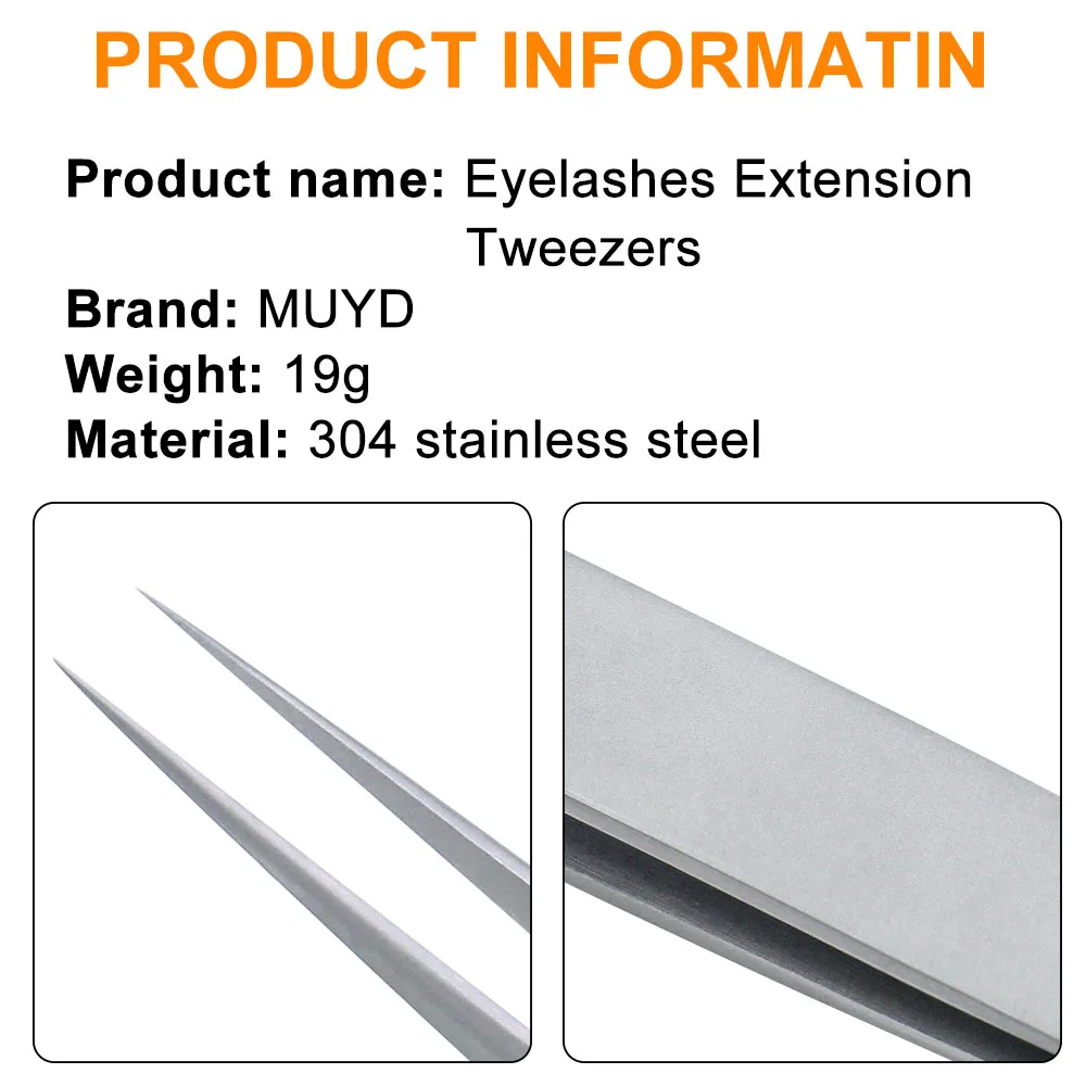 Eyelash Eyebrow Industrial Tweezers Matte Anti-static Straight Curved
