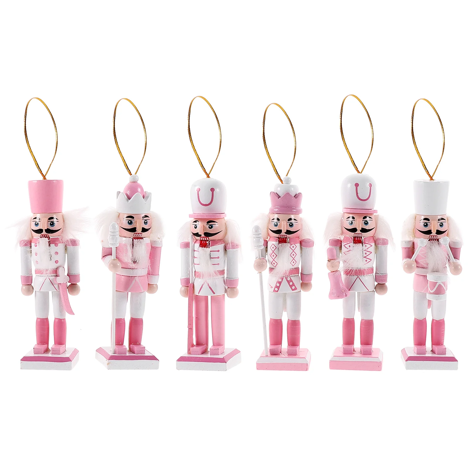 

4/5/6pcs 13cm Mini Nutcracker Soldier Puppet Doll Figurines Wooden Hanging Pendants Christmas New Year Decoration