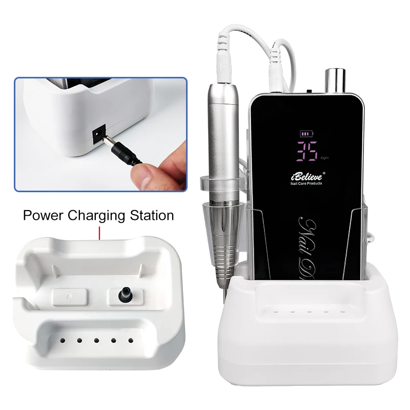 65W Rechargeable Nail Drill TP301/322 Professional 35000Rpm Low Vibration Cordless Handpiece Nail Kit with Charging Base 4