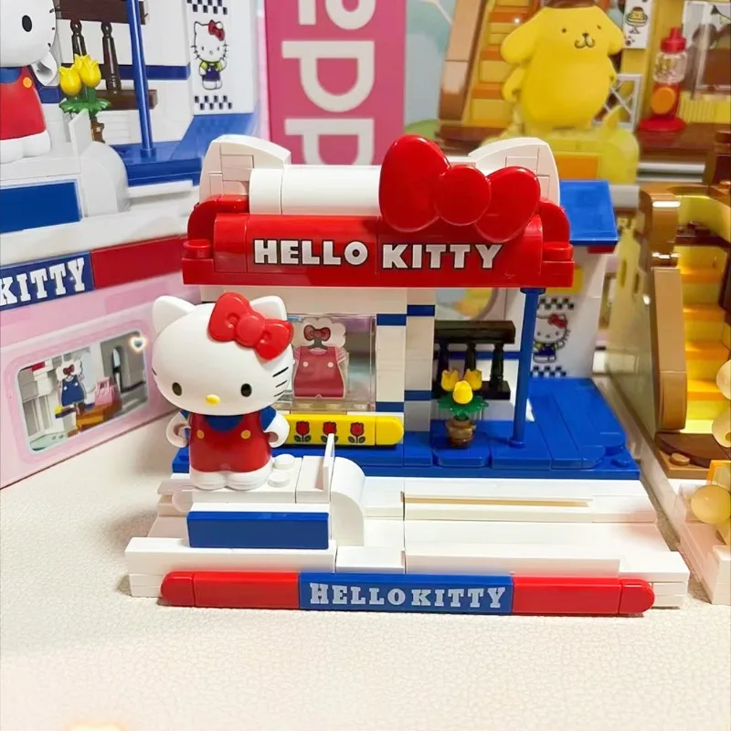 

Keeppley Building Blocks Sanrio street scene hello kitty kawaii Animation peripheral model Japanese cartoons kids toys girl gift