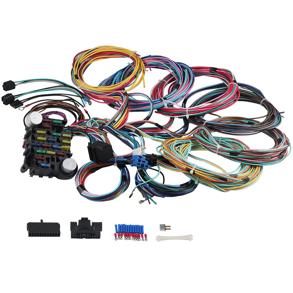 21 Circuit Car Modification Wire Harness Universal For GM Ford And Mopar Engine Swaps Lights Door Locks Gauges Power Windows - Image 2
