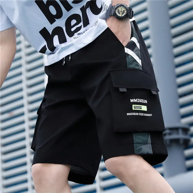Summer Cotton Men Cargo Shorts Casual Solid Color Black   Short Pants Brand Clothing Jogger Military    X68