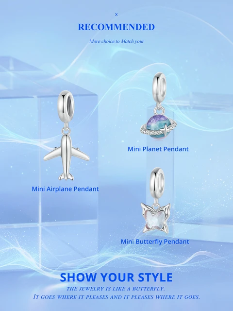 Planet Pandora Mini Charms For Necklace BAMOER Butterfly Charms