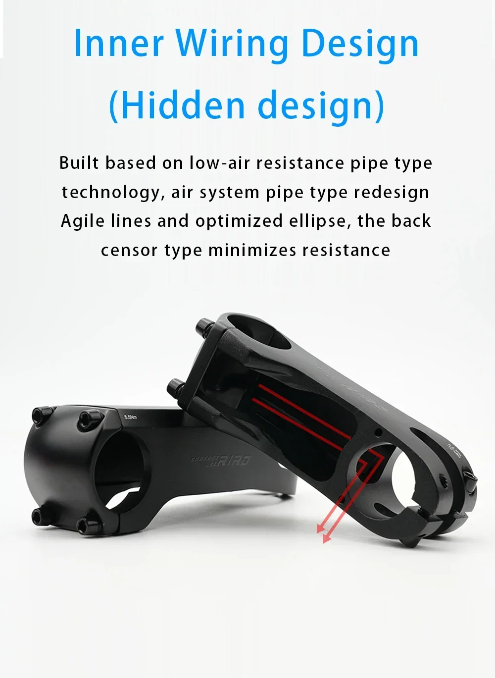 Description Picture 5 of itemRIRO Bike Stem Internal Cable Hidden Bicycle Stem 28.6-31.8mm Aluminum Aolly Forging/CNC Handle with Spacer Road Handlebar Stem
