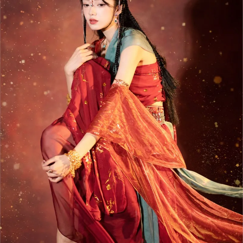

Hanfu Women's Desert Exotic Western Style Ancient Costume Indian Dunhuang Apsara Dance