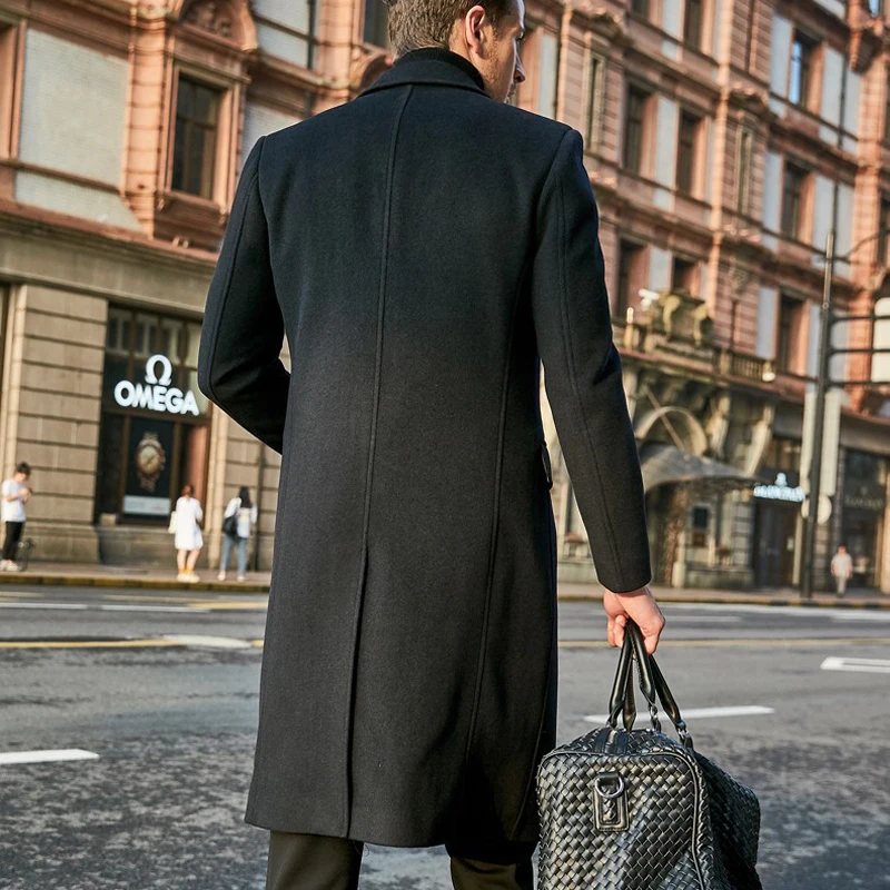 Trench Homme D'hiver 3/4 Longueur - Coupe Droite, Coupe-vent, Capuche Amovible - Pour Ville Et Affaires - Taille Ajustée