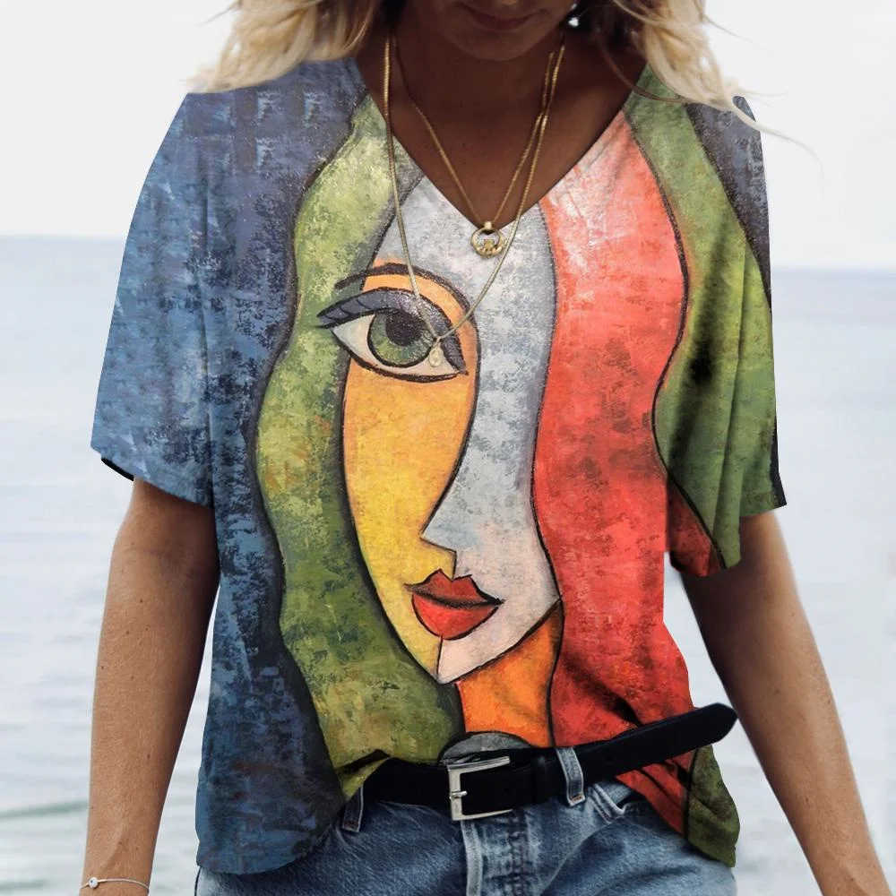 売れ筋商品|||エルエーポップアート カットソー トップス レディース Women's Fall Vibes Art Long Sleeve T-Shirt Black Women's T-shirt Abstract Art Face Print Girls Clothing 3D