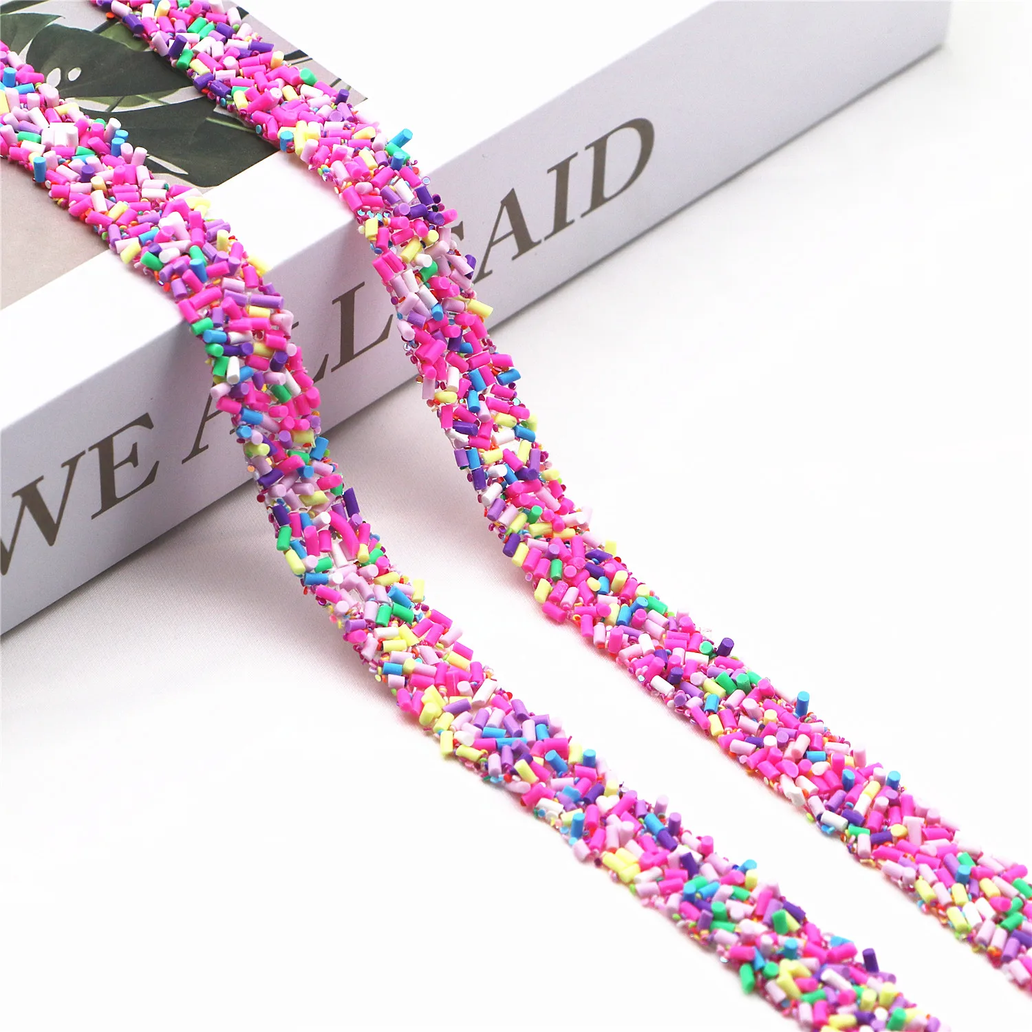 1야드 컬러풀 폴리머 클레이 원통형 과립 접착 뒷면 스트립 DIY 슬라임 공예 및 의상 액세서리용