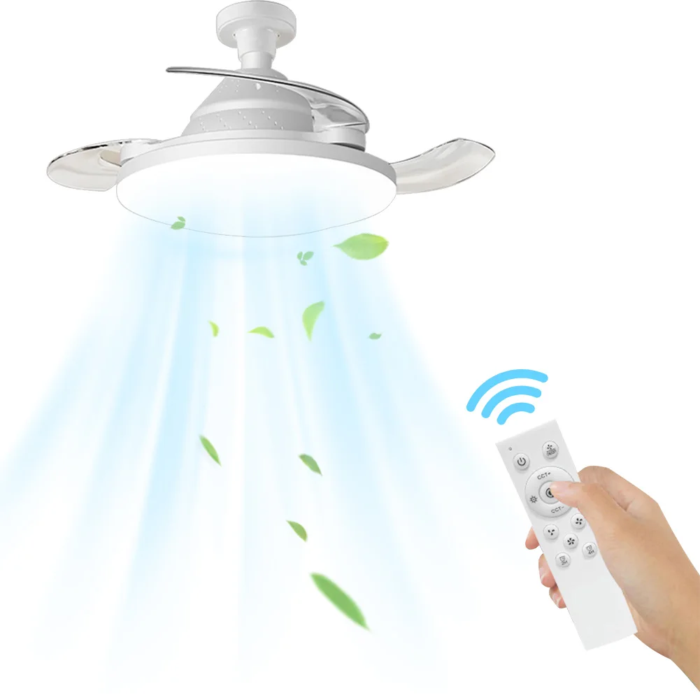 LED E27 Ceiling Fan Lights with Remote Control Silent Dimmable Timer Function Invisible Screw Fan Light for Living Room Bedroom