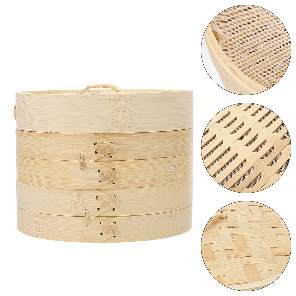 

Steamer Dim Sum Dumpling Bao Bun Chinese Steamers Dumpling Steamer Basket with Lid For Rice Vegetables Meat 1 Set