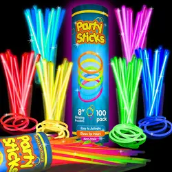Christmas Gift Party Favors 100Pk Glow in the Dark Supplies Light Sticks for Neon Glow Necklaces and Bracelets for Kid and Adult