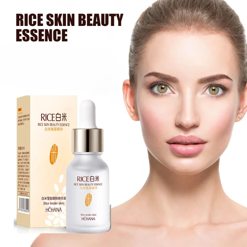 White Rice 15ml Face Serum Hyaluronic Acid Shrink Pore Whitening Serum Moisturizing Oil Control Anti-Wrinkle Skin Care for Women