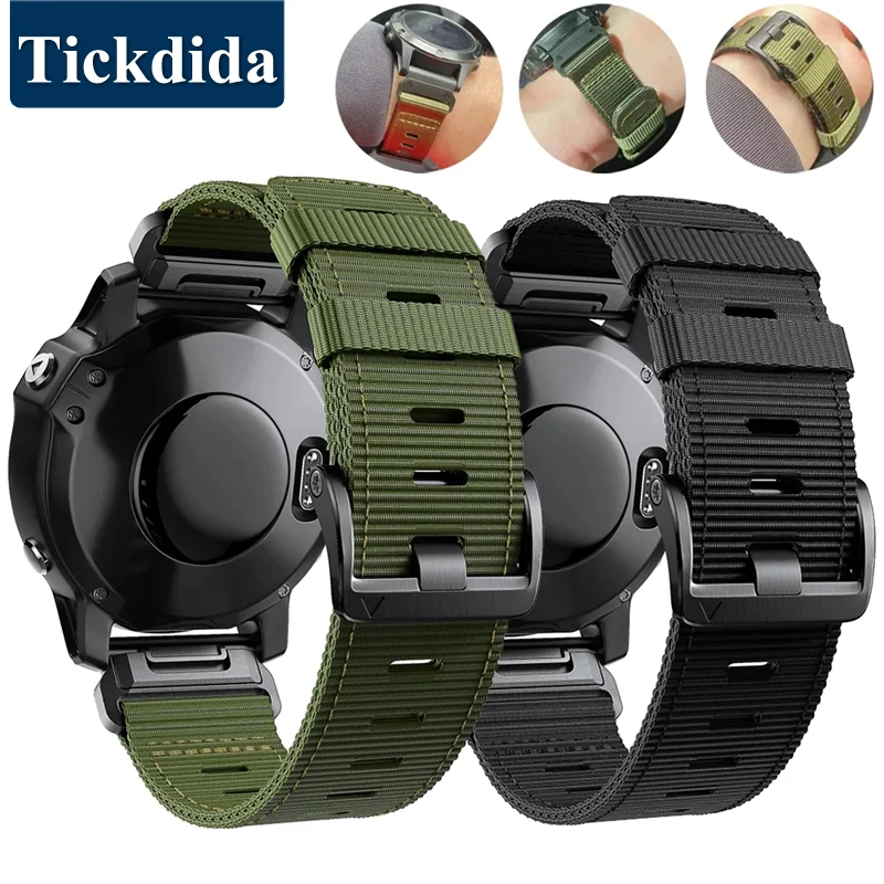 

QuickFit 26mm 22mm Outdoor Band for Garmin Fenix 7X 7 Pro 6 6X 5 5X Braided Nylon Strap TACTIX DELTA/Mk2 G1/Epix Gen 2 Bracelet