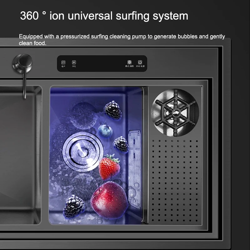 Kitchen Sink Stainless Steel Dishwashing Sink Ultrasonic Dishwasher Multifunctional Intelligent Net Washer For Kitchen