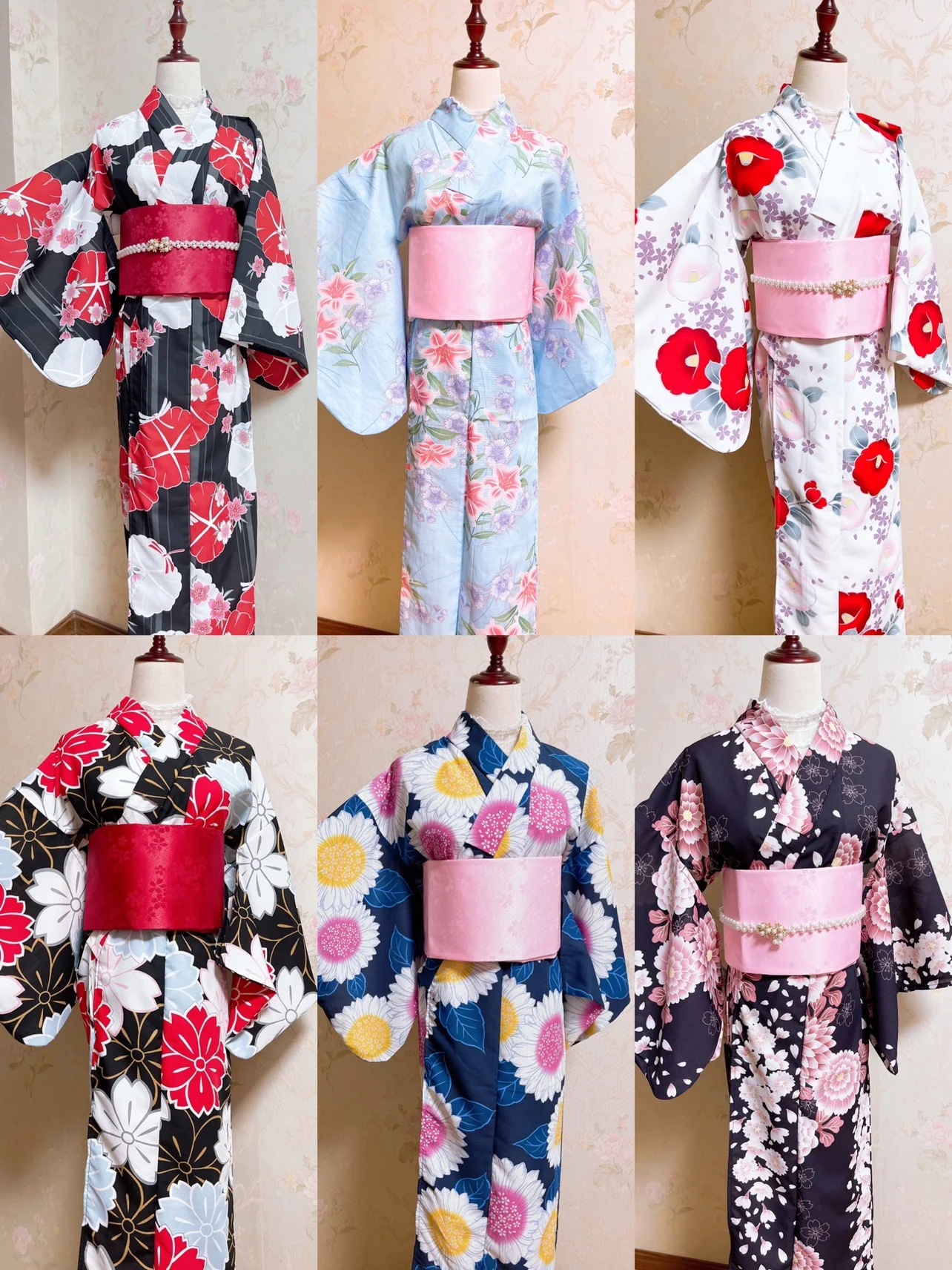 

Japanese Kimono Yukata Women's Traditional Style Japanese Tourism Photo Fireworks Conference Kimono No Obi 140CM