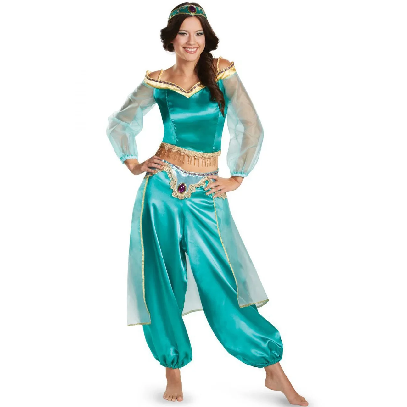 Costume Cosp Aladdin pour Femme, Robe Princesse Jasmine Exquise