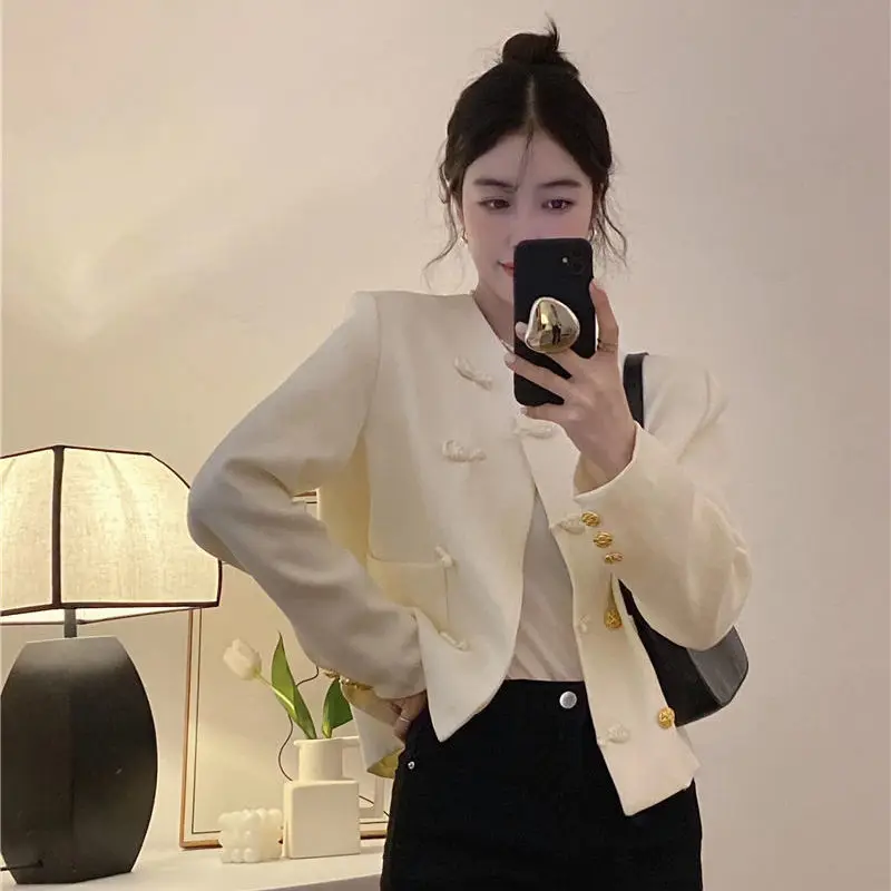 New Women's Retro Casual Top High Class Celebrity Temperament Long Sleeve Small Fragrant Coat