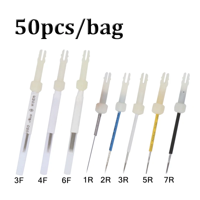 

50pcs/bag Original USA Mosaic Tattoo Machine Needle Agulhas Tattoo Permanent Makeup Eyebrow Lip Needle 1R/2R/3R/5R/7R/3F/4F/6F