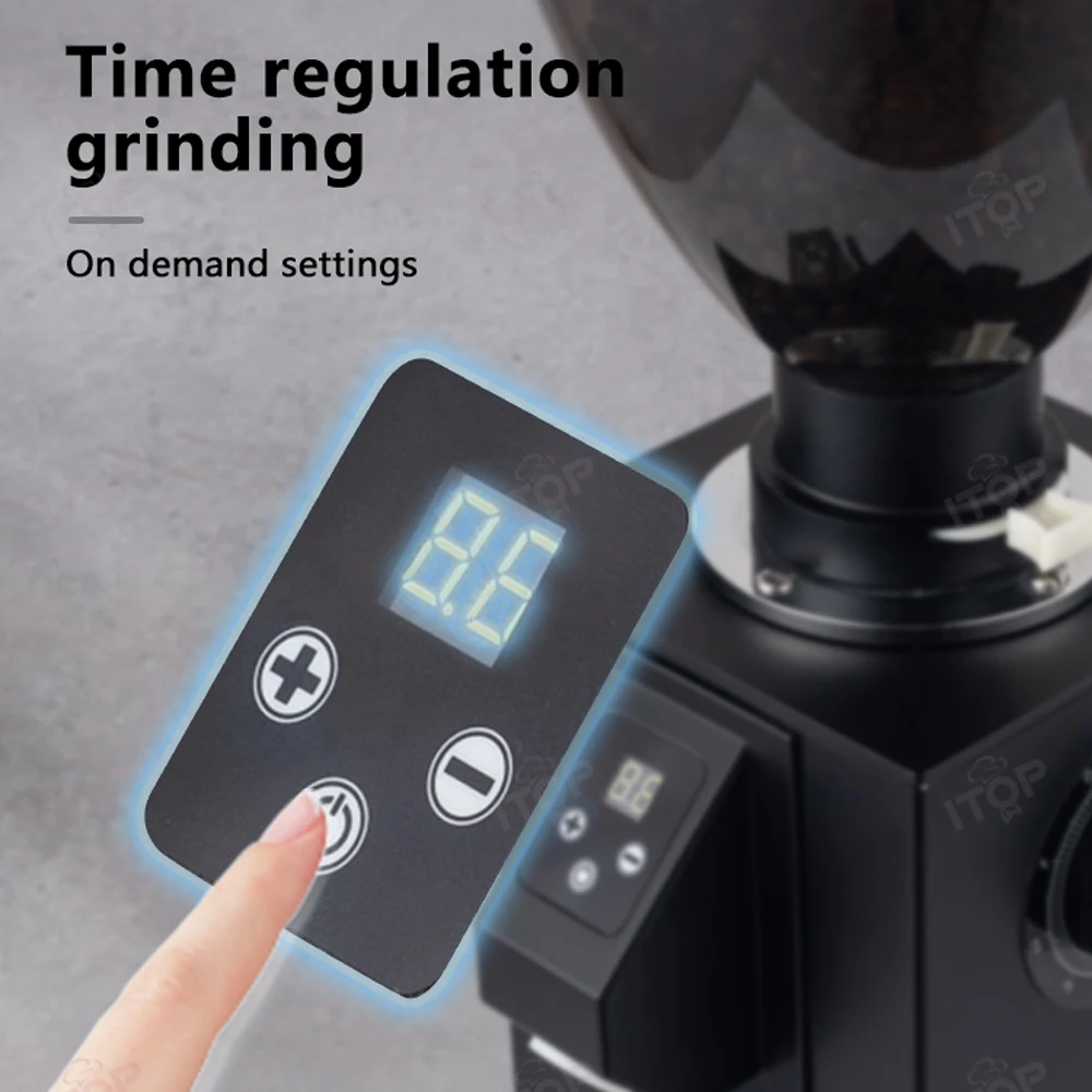 ITOP TCG64 Commercial Coffee Grinder 64mm Flat Burr 1000g Bean Hopper Time Quantification Espresso Coffee Grinding Machine 4